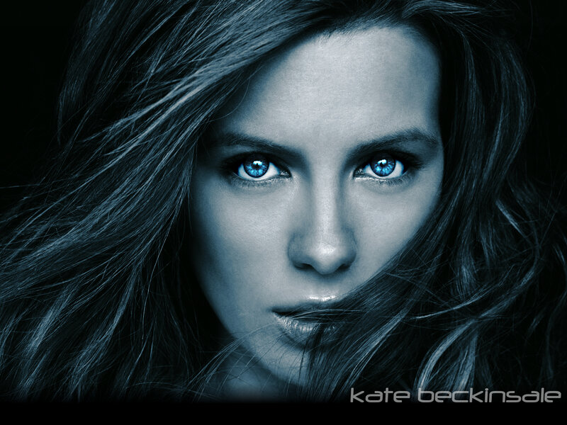 Woman with Blue Eyes — Dramatic, Photograph, Hair, Black, White