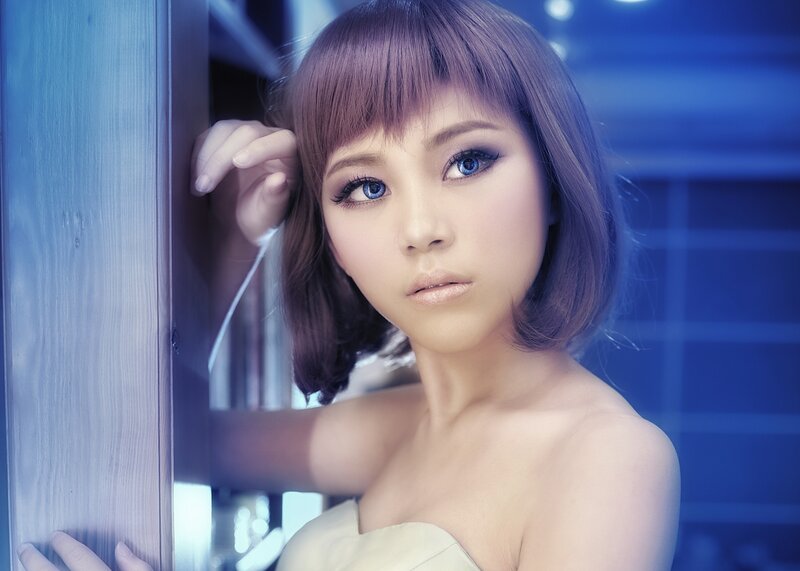 Woman with Blue Eyes — Dramatic, Photograph, Hair, Makeup