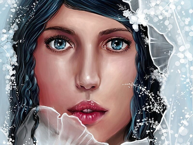 Woman with Blue Eyes — Ethereal, Digital Art, Hair