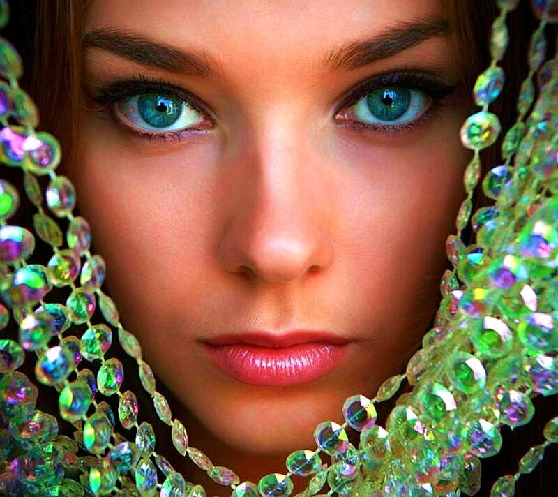 Woman with Blue Eyes — Green, Dramatic