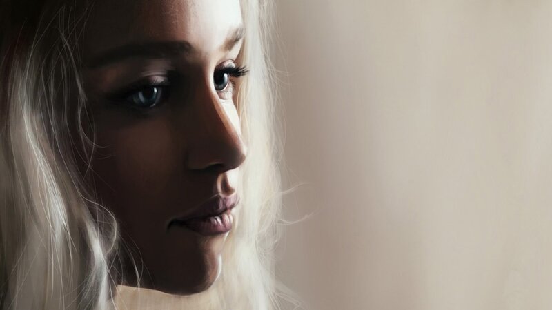 woman with blue eyes in profile