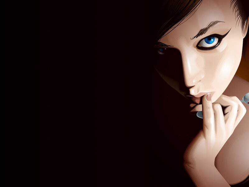woman with blue eyes in shadow