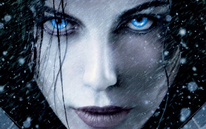 woman with blue eyes in snow