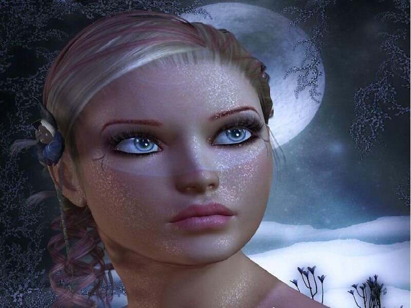 woman with blue eyes in winter