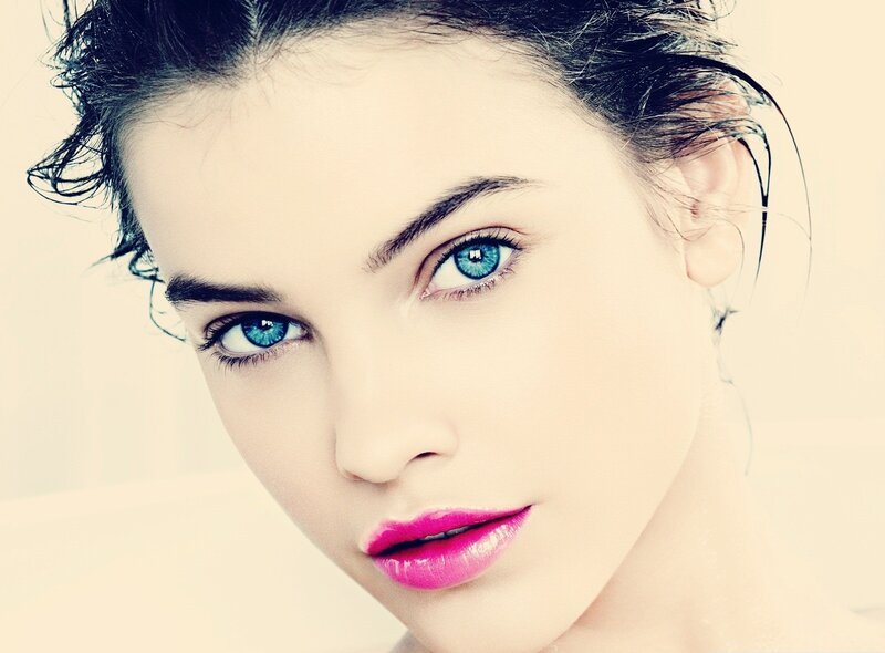 Woman with Blue Eyes — Intense, Photograph, Blue Eyes, Pink Lips