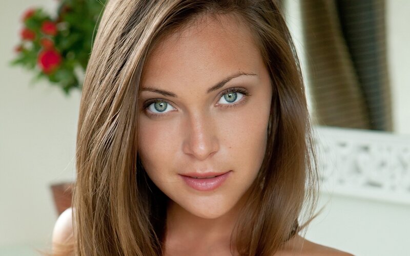 woman with blue eyes looking at camera