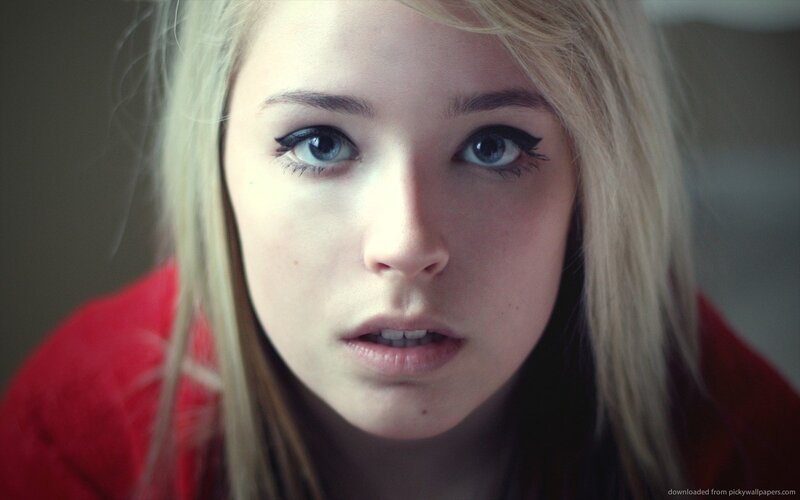 woman with blue eyes looking at camera