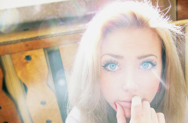 woman with blue eyes looking at camera