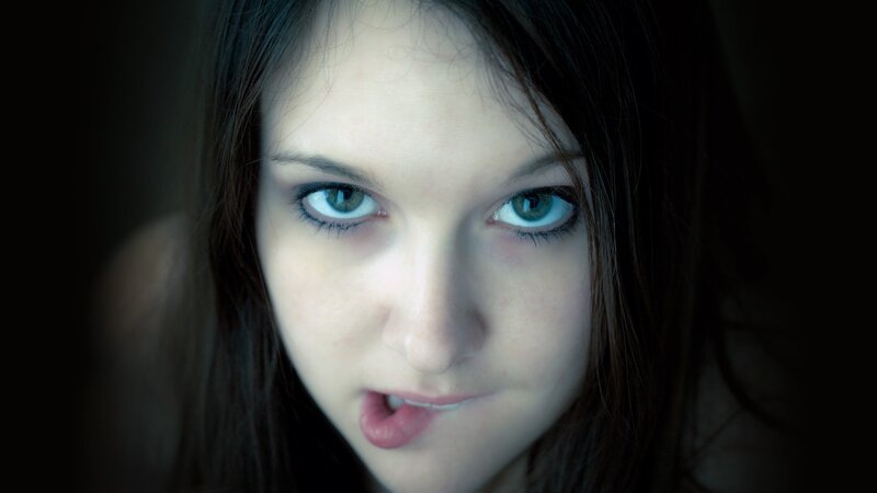 woman with blue eyes looking at camera