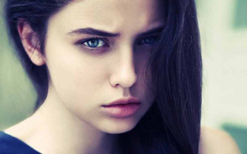 woman with blue eyes looking at camera