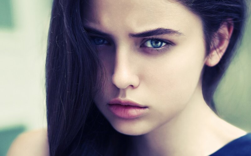 woman with blue eyes looking at camera