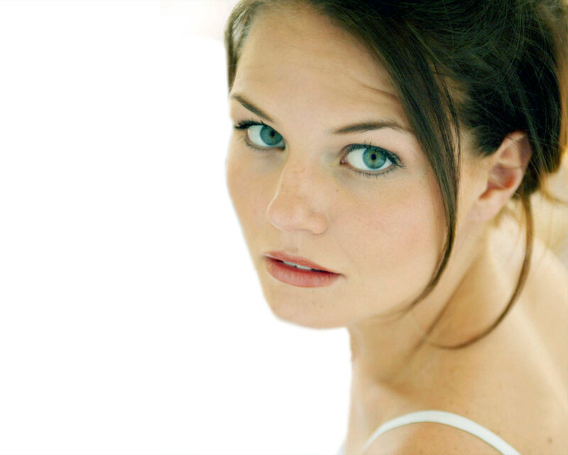 woman with blue eyes looking at camera