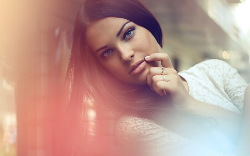 woman with blue eyes looking at camera