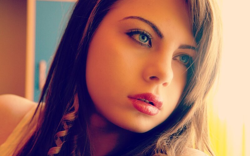 woman with blue eyes looking at camera