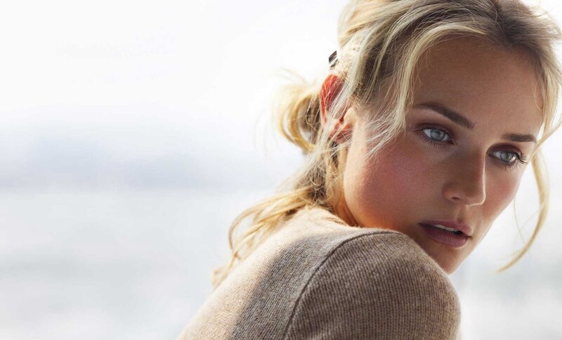 woman with blue eyes looking back