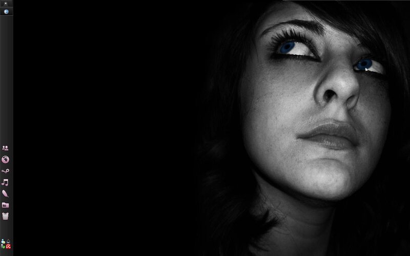 woman with blue eyes looking up