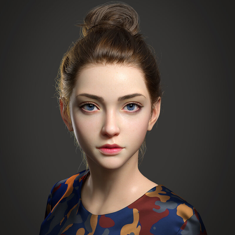 Woman with Blue Eyes — Neutral, 3d Render