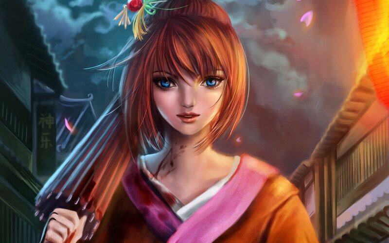 Woman with Blue Eyes — Orange, Dramatic