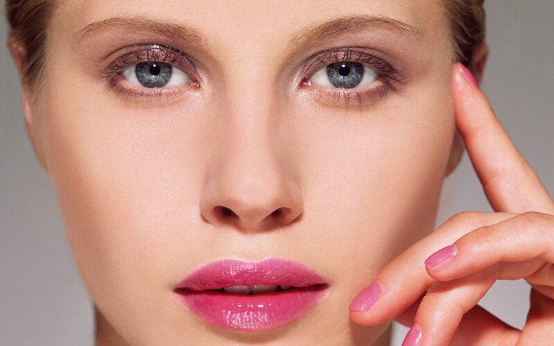 Woman with Blue Eyes — Pink, Calm, Photograph, Lips