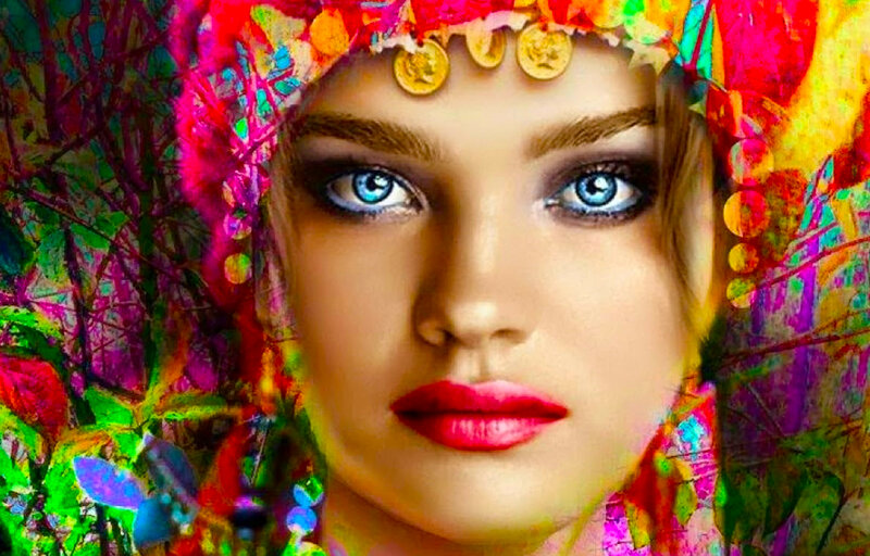 Woman with Blue Eyes — Pink, Vibrant
