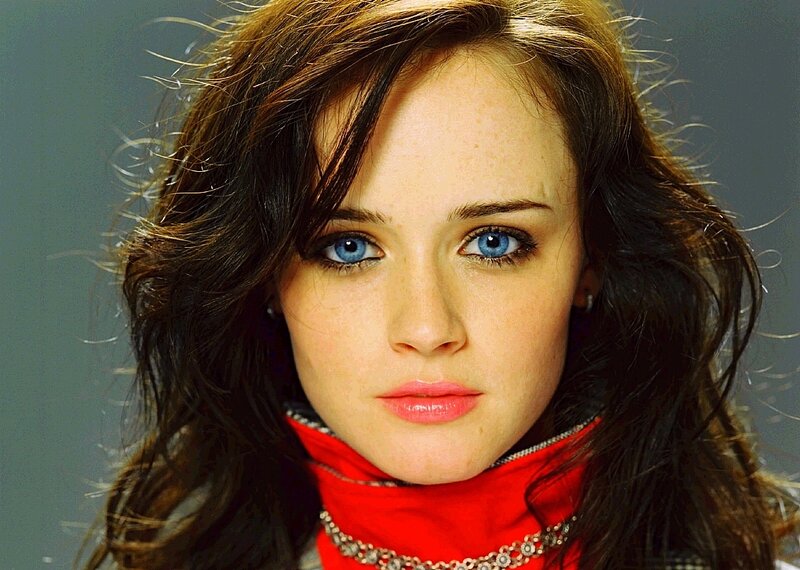 Woman with Blue Eyes — Red, Neutral, Photograph, Red Scarf