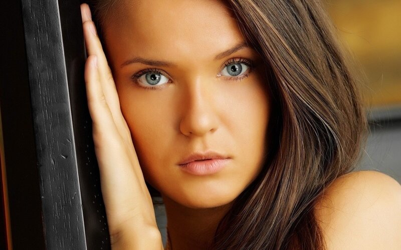 woman with blue eyes resting