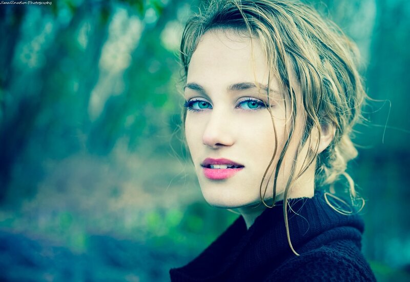Woman with Blue Eyes — Serene, Photograph, Hair