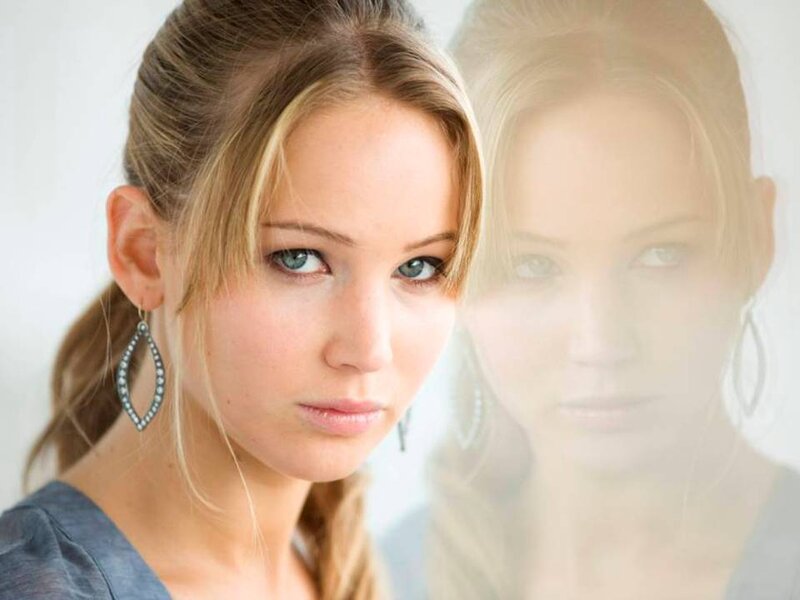 Woman with Blue Eyes — Serious, Photograph, Earrings