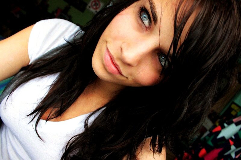 woman with blue eyes smiling