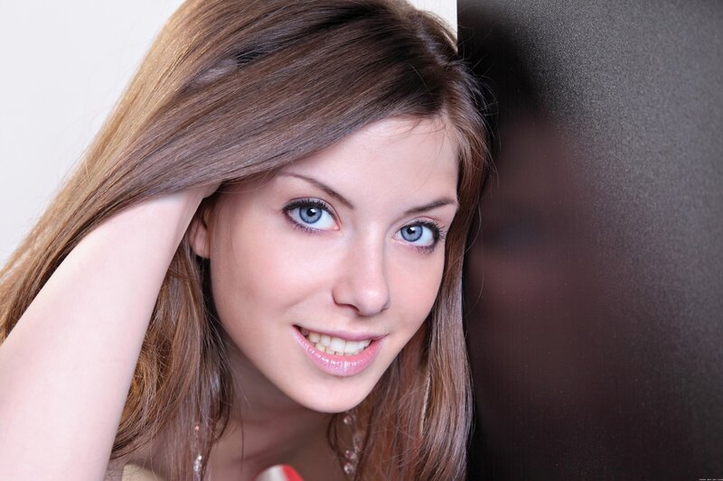woman with blue eyes smiling