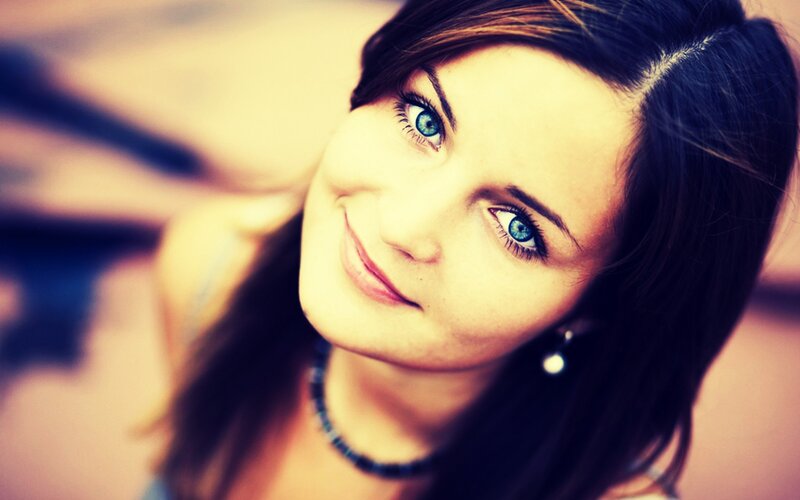 woman with blue eyes smiling