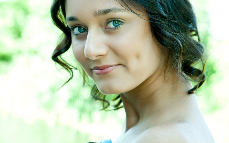 woman with blue eyes smiling