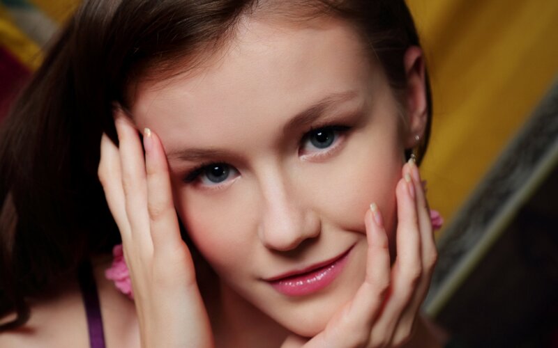 woman with blue eyes smiling