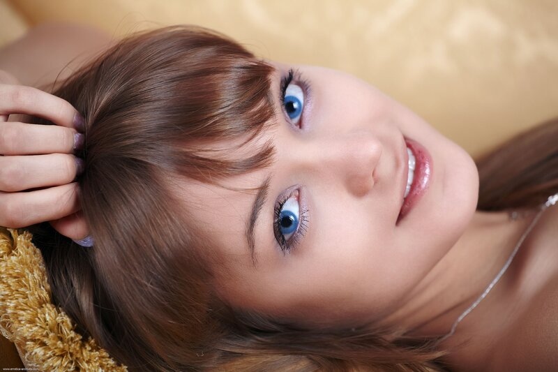 woman with blue eyes smiling