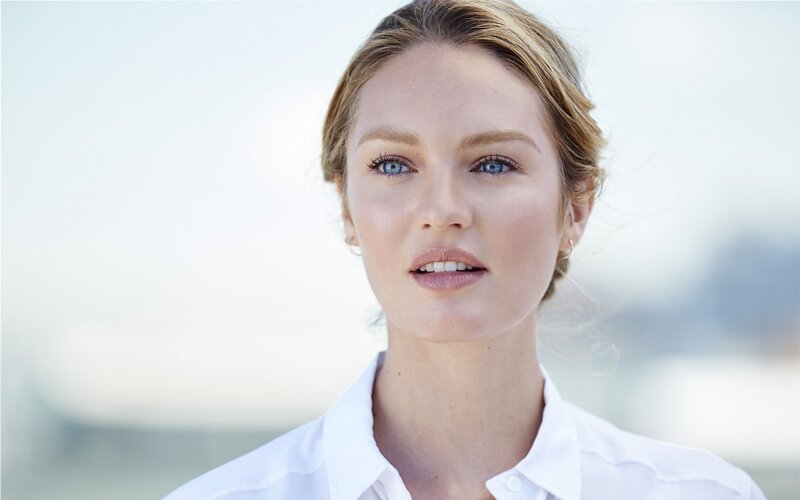 Woman with Blue Eyes — White, Calm, Photograph, White Shirt