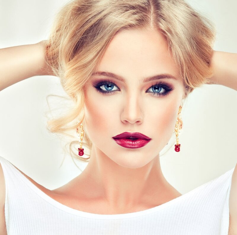 Woman with Blue Eyes — White, Confident