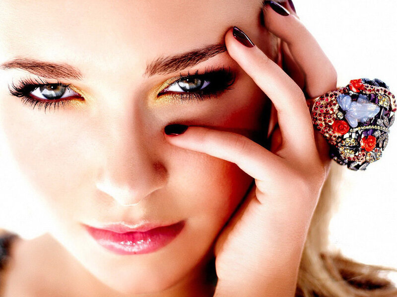 Woman with Blue Eyes — White, Dramatic, Photograph, Hand