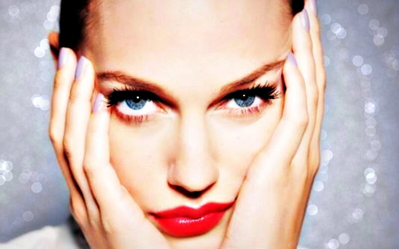 Woman with Blue Eyes — White, Dramatic, Photograph, Hands