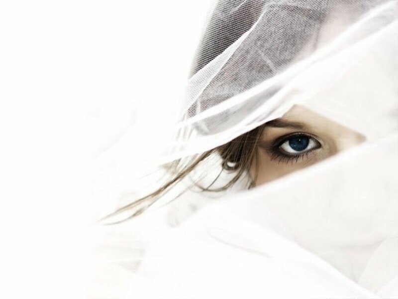 Woman with Blue Eyes — White, Dramatic