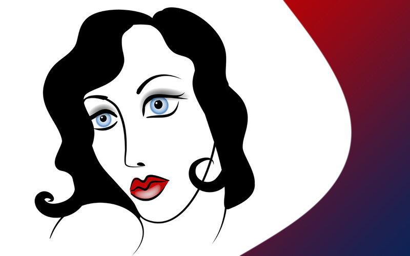 Woman with Blue Eyes — White, Dramatic, Vector Art