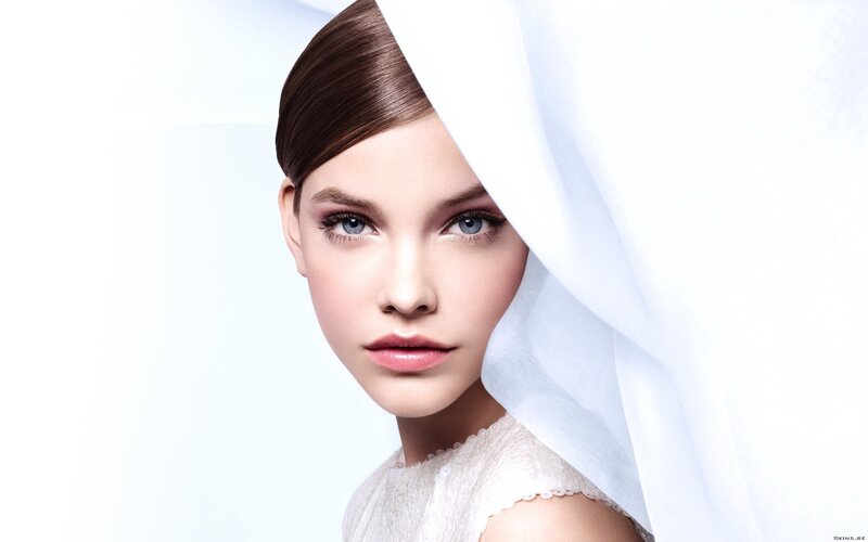 Woman with Blue Eyes — White, Serene, Photograph, White Veil