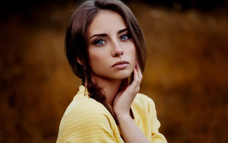 Woman with Blue Eyes — Yellow, Contemplative