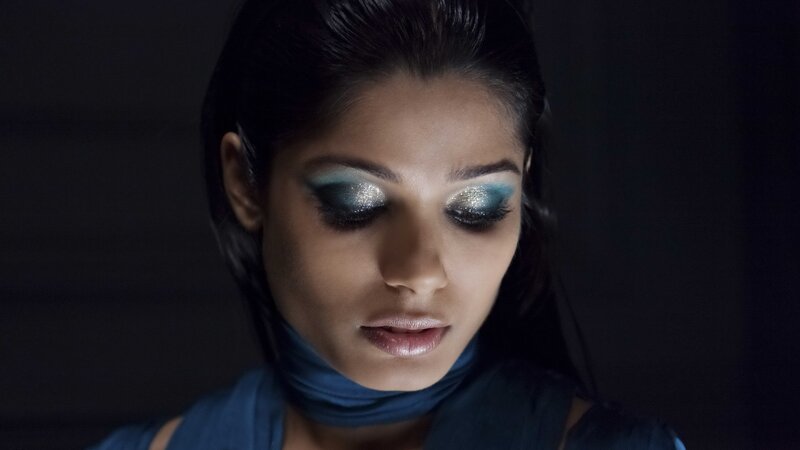 woman with blue eyeshadow