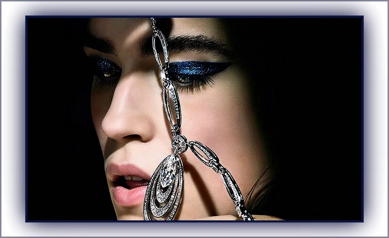 Woman with Blue Eyeshadow — Black, Dramatic, Photograph