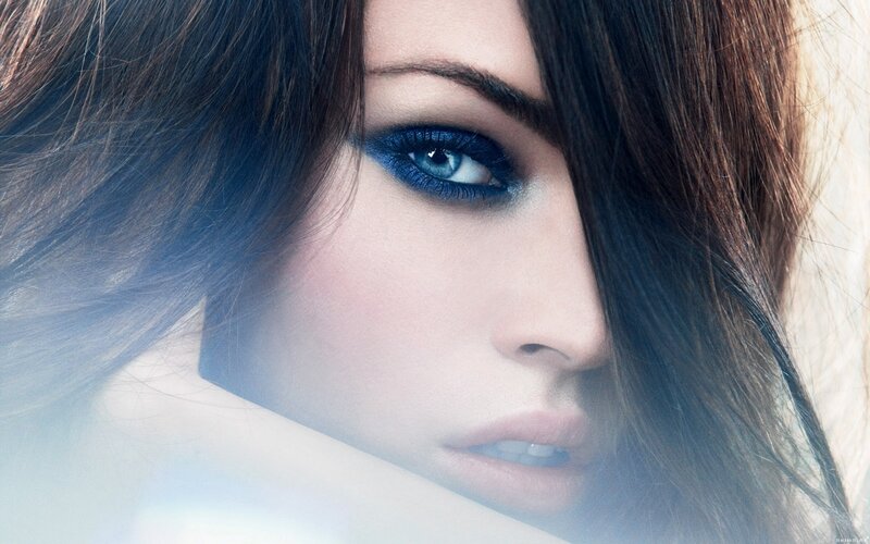 Woman with Blue Eyeshadow — Dramatic, Photograph, Hair, Face