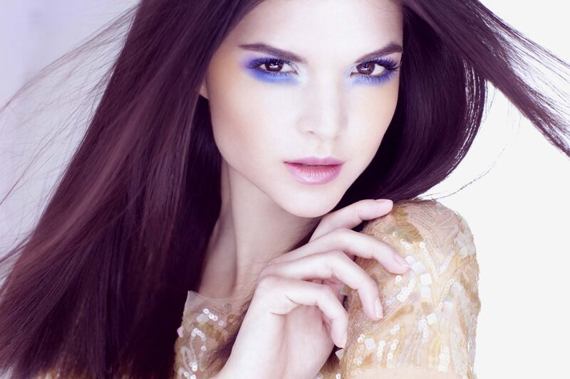 Woman with Blue Eyeshadow — Purple, Dramatic