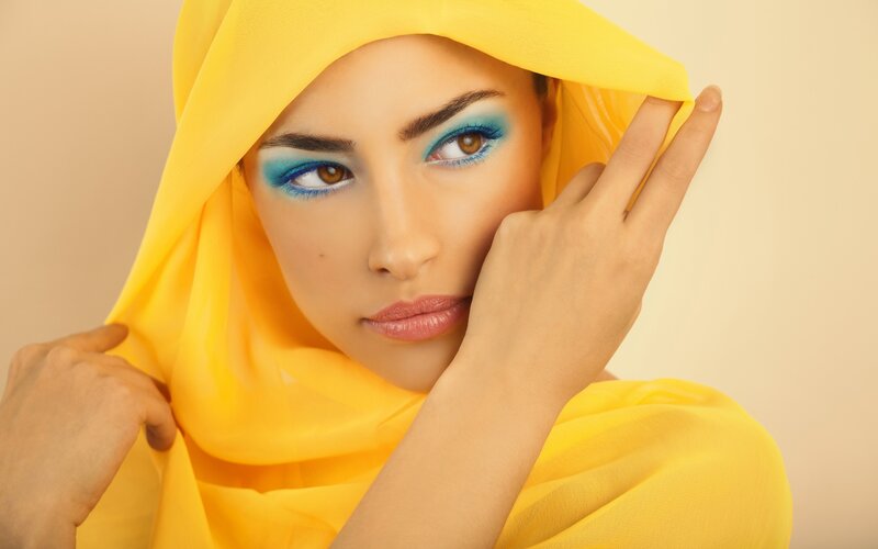 Woman with Blue Eyeshadow — Yellow