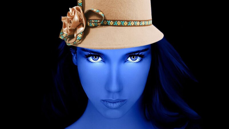 Woman with Blue Face — Dramatic, Digital Art
