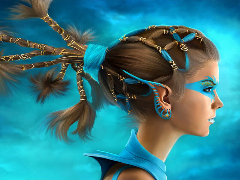 woman with blue face paint