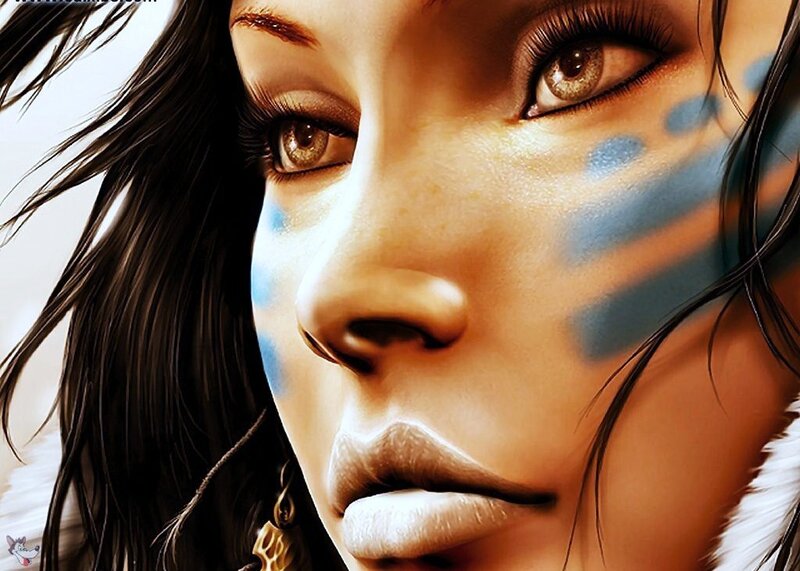 woman with blue face paint